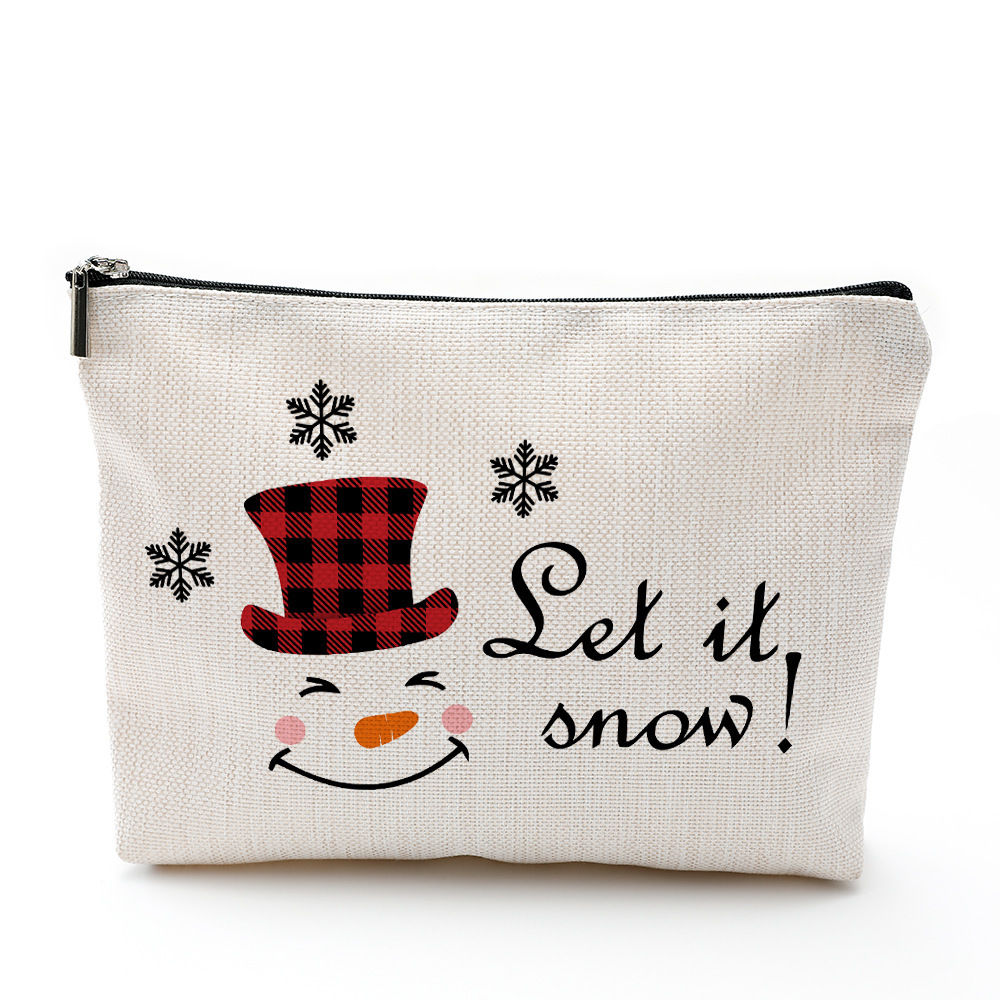Navidad cosmética bolsa impermeable algodón y lino cremallera bolsa cosmética joyería bolsa de almacenamiento viaje artículos de tocador bolsa de almacenamiento
