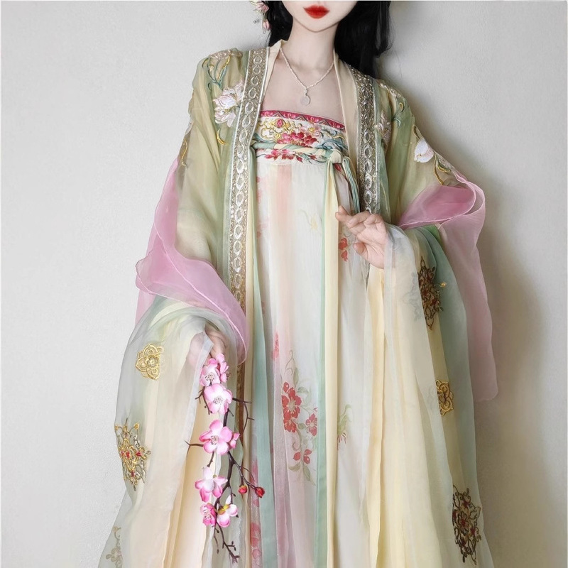 New Adult Hanfu Women's Chunxiao New Tang Style Qi Chest Skirt Embroidered Super Immortal Big Sleeve Shirt for Spring and Summer