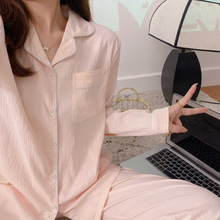 2025新款云朵棉纱感睡衣女长袖长裤春秋季开衫甜美学生家居服套装