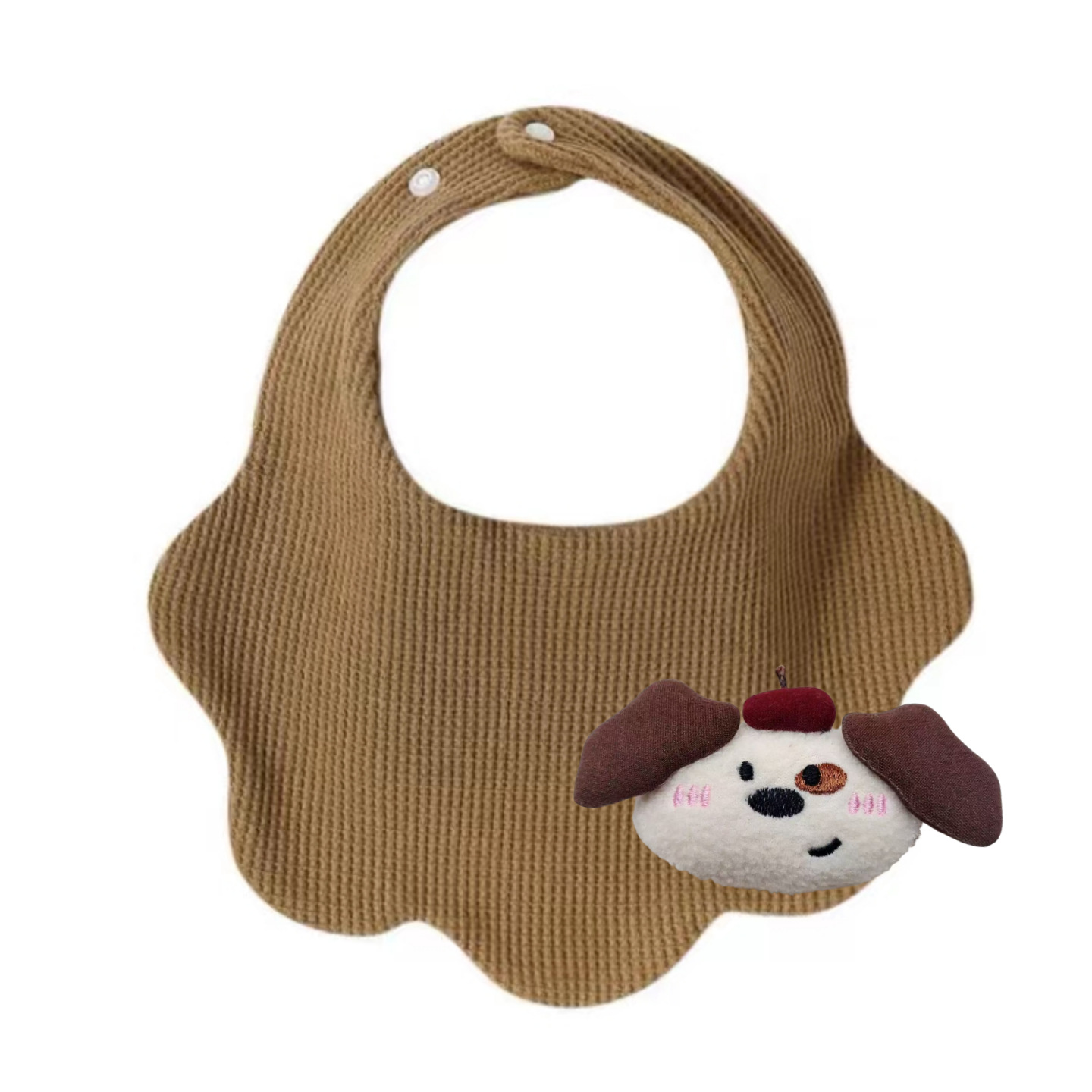 갈색 강아지 입체 턱받이