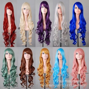 Foreign trade new Cos wig long curly hair anime simulation cosplay Big Wave Full top wig head cover wholesale