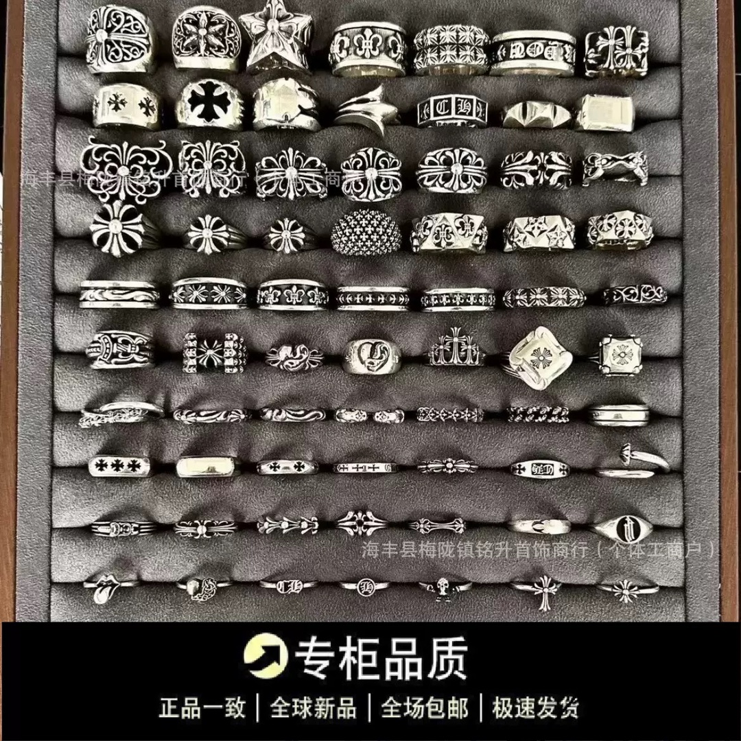 Manufacturer Source 925 Titanium Silver Ch Cross Ring Vintage Exaggerated Eternal Love Couple Ring