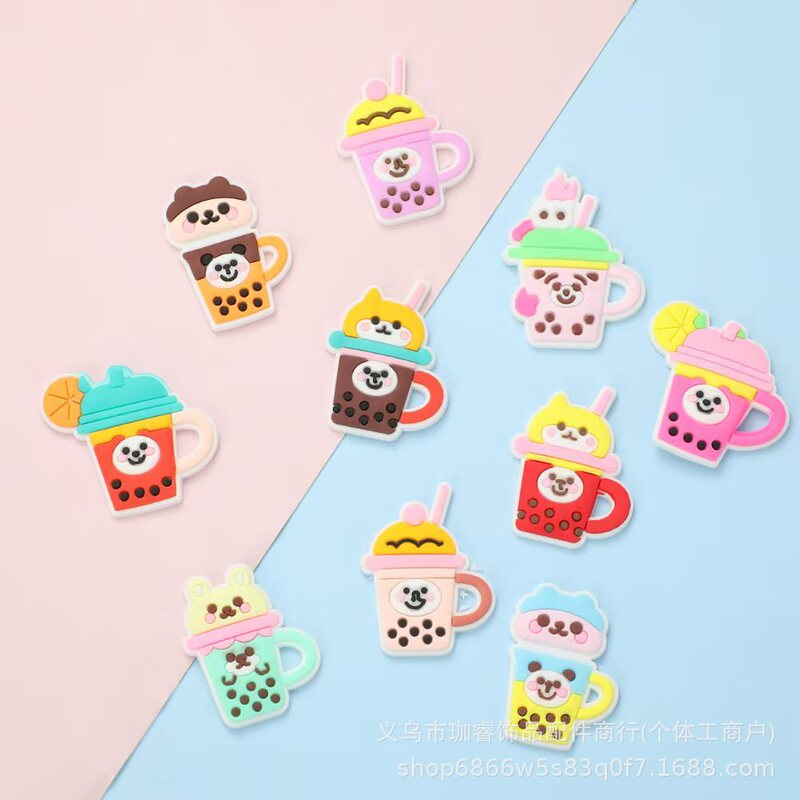 Hot-Selling Cartoon Milk Tea Cup Shoe Charms Cute Clog Shoe Accessories Decorative Buckles DIY Shoe Accessories Wholesale Pendants
