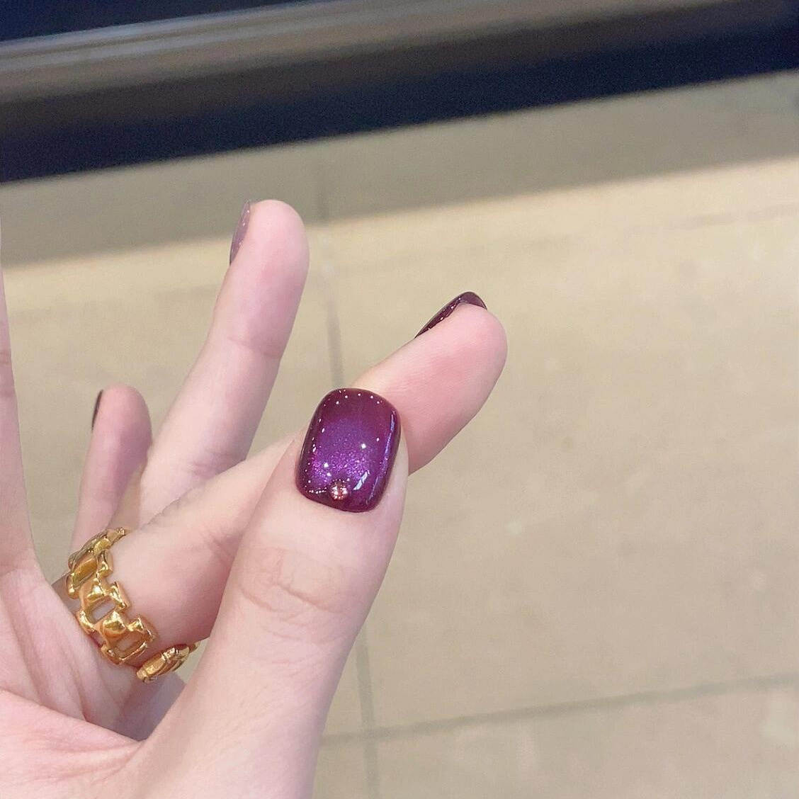 Elegant and Fair Purple Manicure Ins Style Cat Eye Handmade Wearable Nail Art Stickers False Nails 3