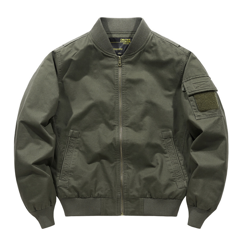 2024 New Pure Cotton Bomber Jacket Men's Spring and Autumn Loose plus size Men's Baseball Clothes Work Jacket Thin