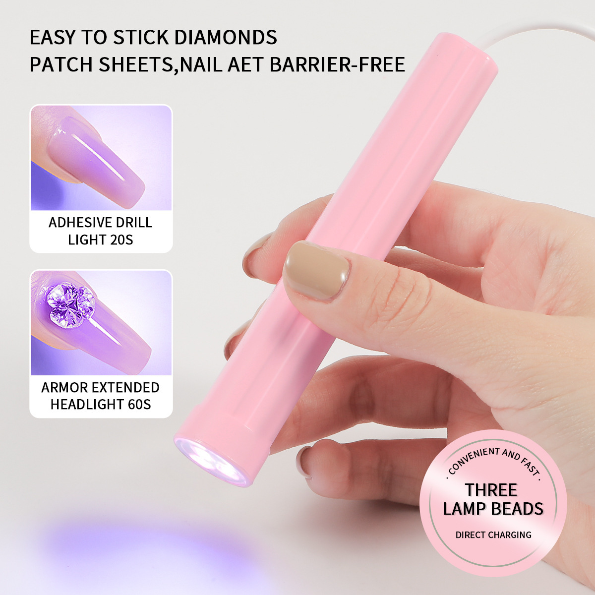 Lámpara de uñas de mano pequeña lámpara de uñas portátil plug-in Spotlight mini lámpara de fototerapia lámpara de cocción de uñas de secado rápido