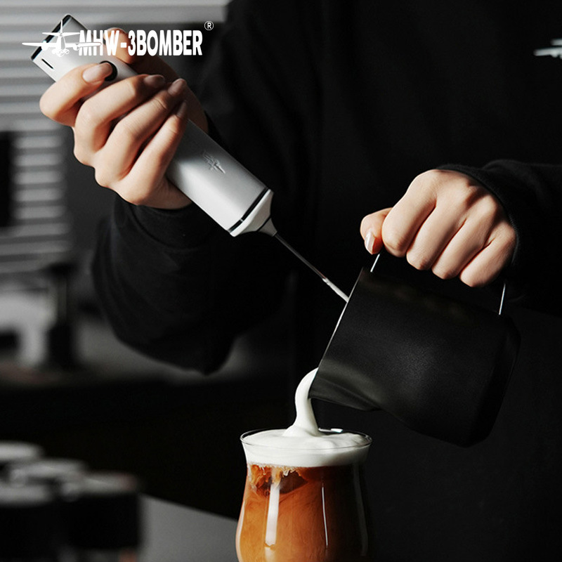 Mhw-3Bomber Electric Milk Frother, Automatic Milk Frother for Coffee Latte Art, Handheld Frothing Wand Mhw-3Bomber Electric Milk Frother, Automatic Milk Frother for Coffee Latte Art, Handheld Frothing Wand