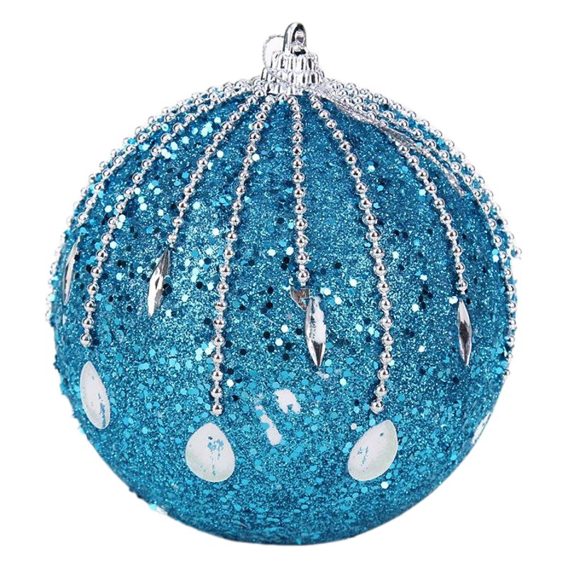 8/10cm BOLA DE Navidad azul pegajoso brillo de espuma de Navidad BOLA DE Navidad decoración del techo del árbol de Navidad Bola de gama alta