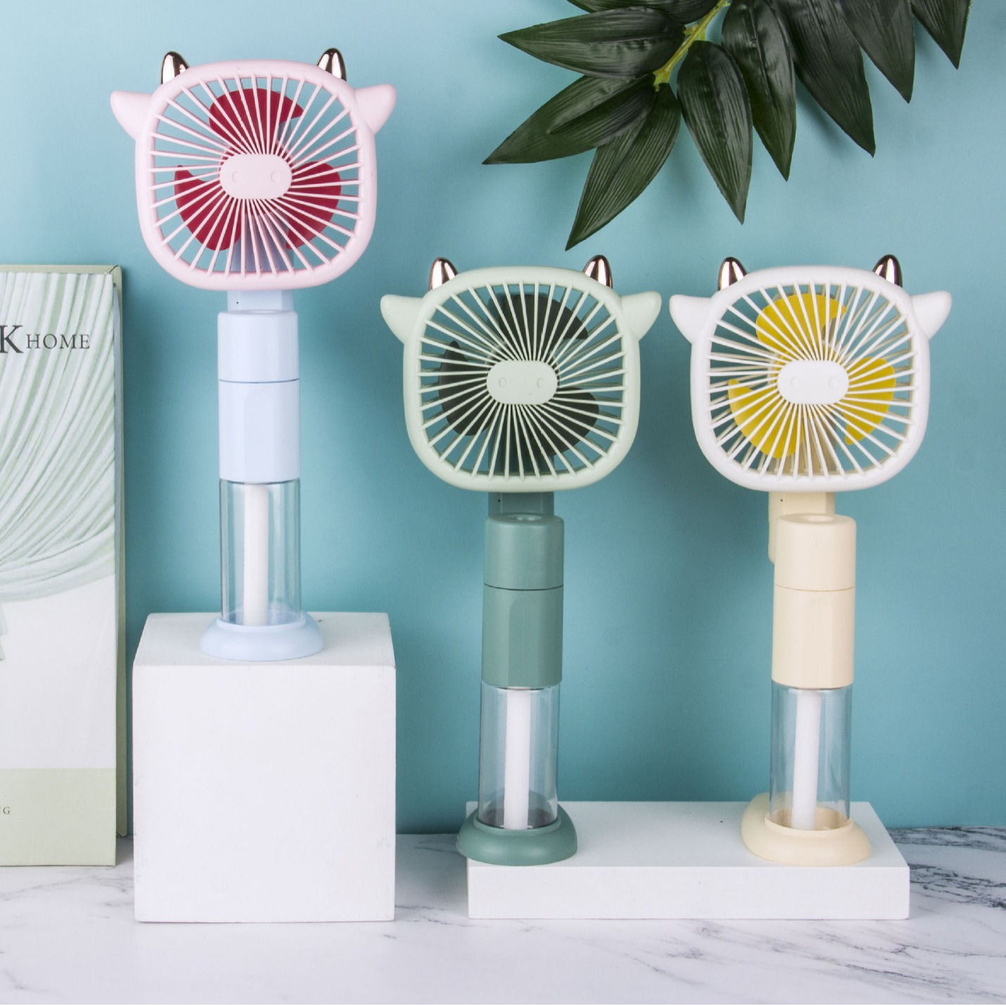 手持喷雾风扇手持风扇 喷雾小风扇小牛风扇喷雾风扇卡通风扇|ms