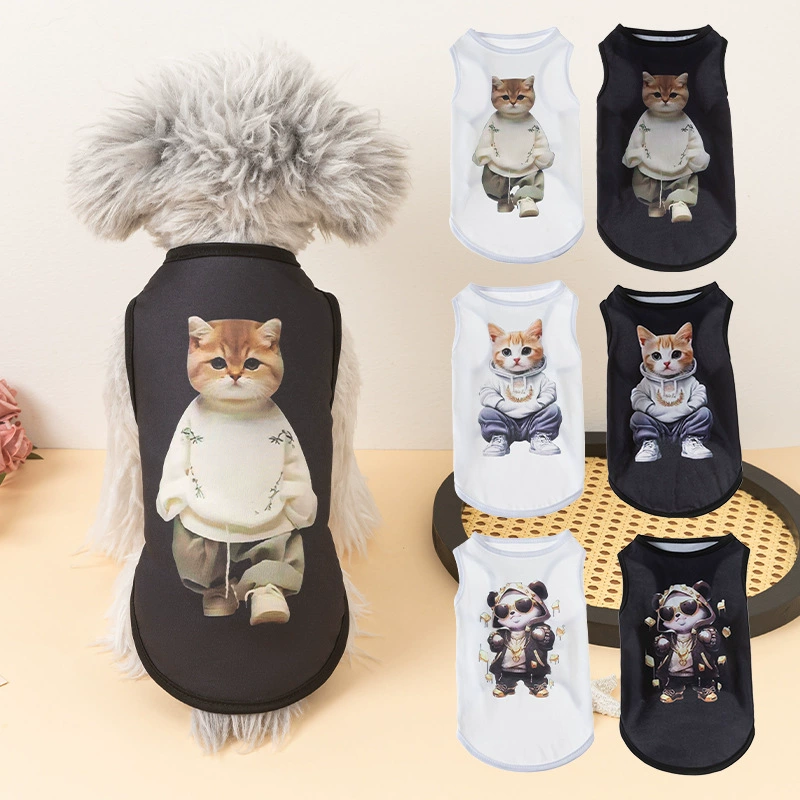 Новый питомец осенняя и зимняя одежда черно-белый жилет источник фабрики милые и удобные собаки кошки полиэстер одежда для домашних животных