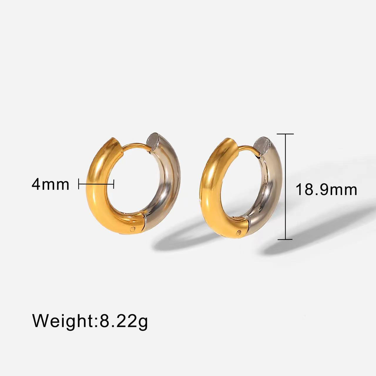 Earrings Classification 1 Pair Quantity PVD Coated 18K Gold Real Gold Plated Round 201 Stainless Steel Fashion Waterproof Non Tarnish Earrings