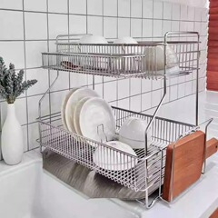 クロスボーダー 304 キッチン収納ラック二層食器収納排水ラックカウンタートップシンク食器収納ラック