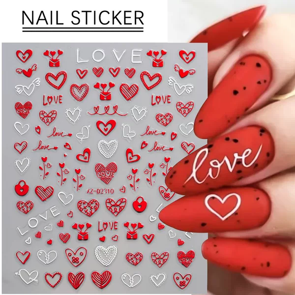 Valentine's Day Love Nail Art Sticker Adhesive Waterproof Nail Art Sticker Romantic Valentine's Day Girl Nail Decorative Decal