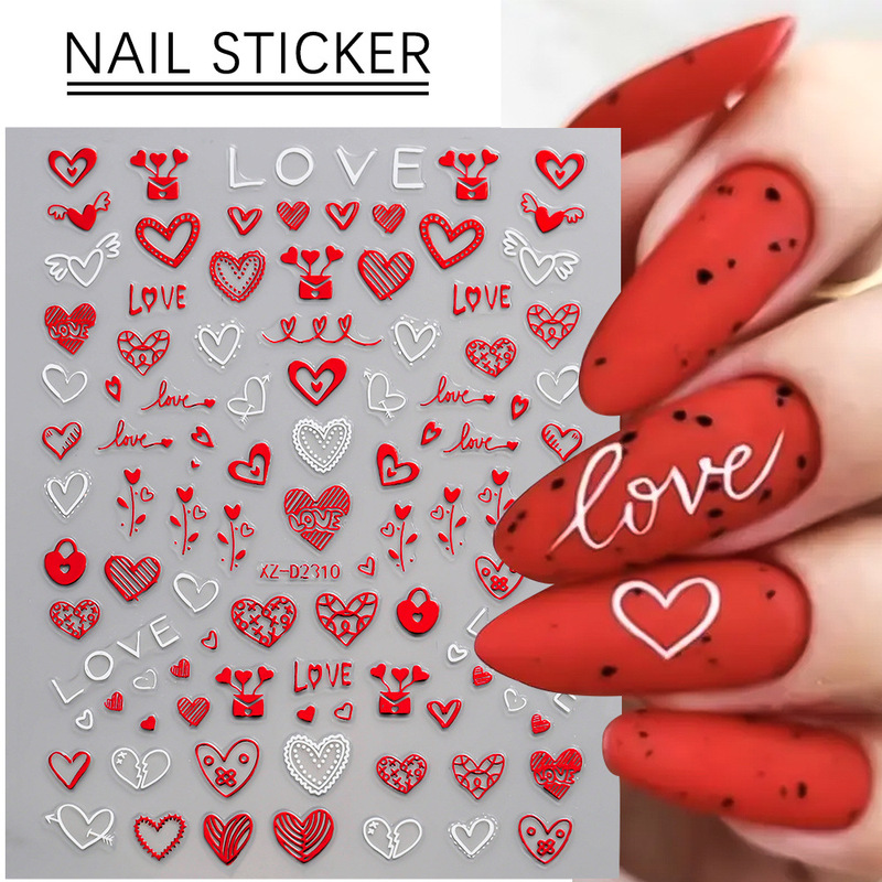 Valentine's Day Love Nail Art Sticker Adhesive Waterproof Nail Art Sticker Romantic Valentine's Day Girl Nail Decorative Decal Valentine's Day Love Nail Art Sticker Adhesive Waterproof Nail Art Sticker Romantic Valentine's Day Girl Nail Decorative Decal