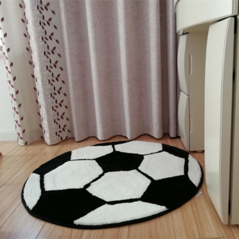 Alfombrilla redonda, alfombra de fútbol, patrón, dormitorio para niños, manta lateral, escritorio y silla, almohadilla para los pies, antideslizante