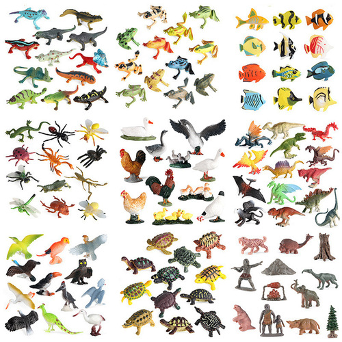 Children's early education simulation marine animal model dinosaur toys birds insect sand table meaty scene fish tank ornaments