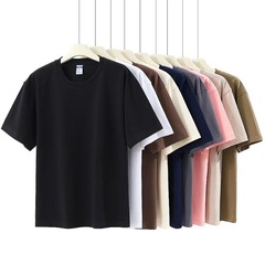 260g重ポンド純綿半袖tシャツ男女春夏純色カジュアルゆったり半袖落肩tシャツ上着