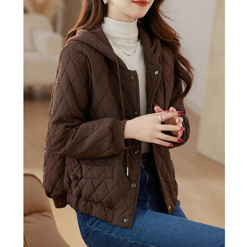 Lightweight Cotton Puffer Jacket for Women 2025 Winter New Korean Style Loose Plus Size Hooded Cotton Coat Outerwear for Women