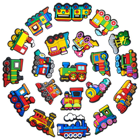 New Cute Cartoon Small Train Cave Shoes Shoes Flower Shoes Buckle Soft Glue DIY Distinctive Sandals Accessories
