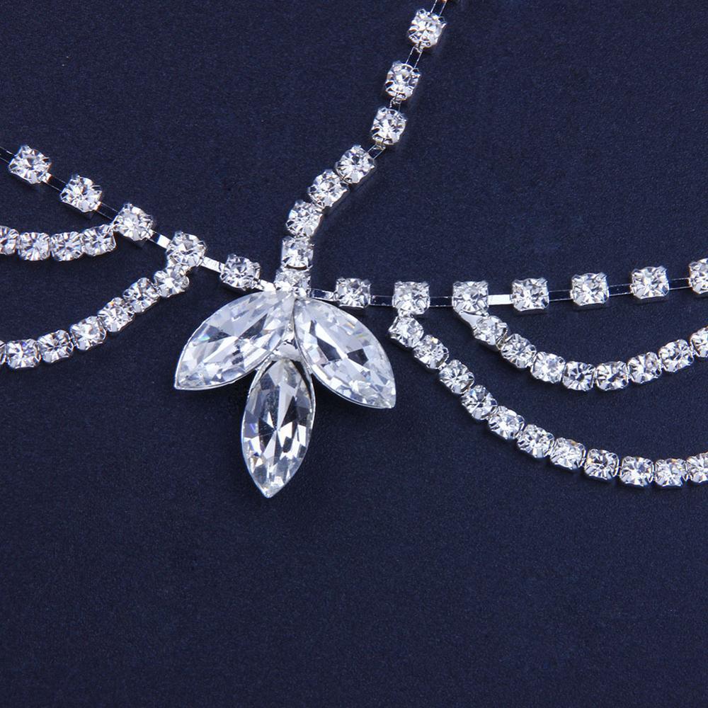 Najpredávanejšia viacvrstvová kamienková čelenka s cezhraničnou svadobnou retiazkou na čelo s diamantovým listom, dámska čelenka_voghion.com