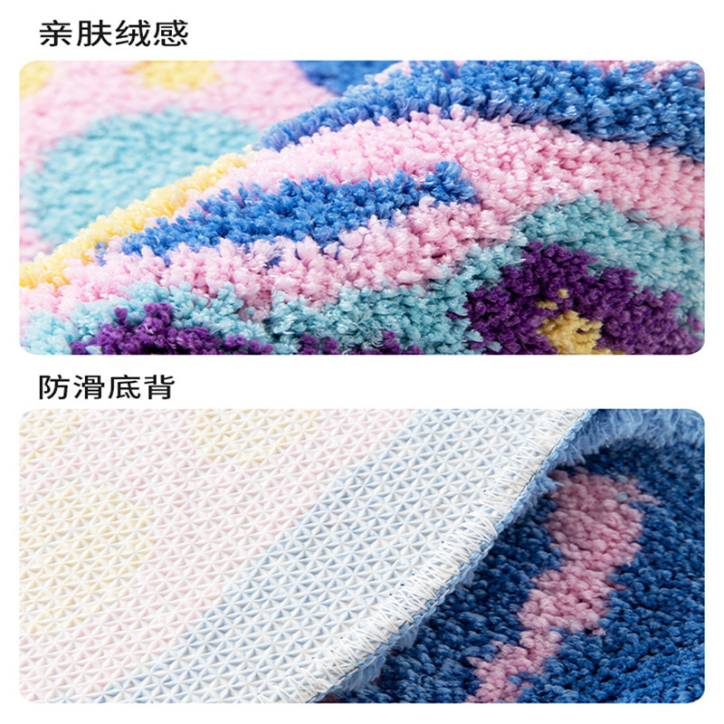 Alfombra Flocada de Mariposa Tejido Flocado Absorbente y Plegable para Dormitorio