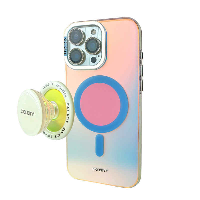 Apple 16promax 磁気電話ケース iphone17 オーロラつや消しマカロン 14 スタンドケース落下防止に適しています。|undefined