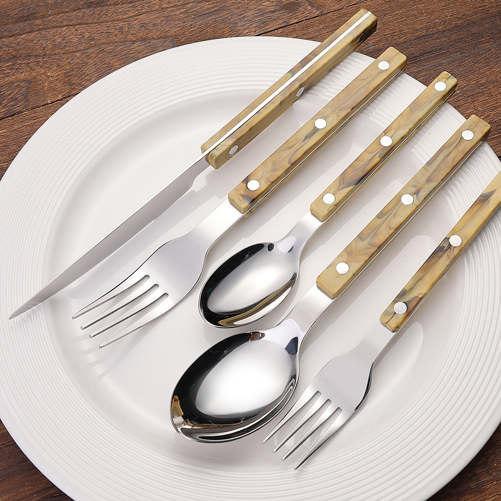 A riveted 304 stainless steel knife, fork, and spoon set, the same as Xiaohongshu, French-style small wine bar steak knife and fork, cultural and creative tableware