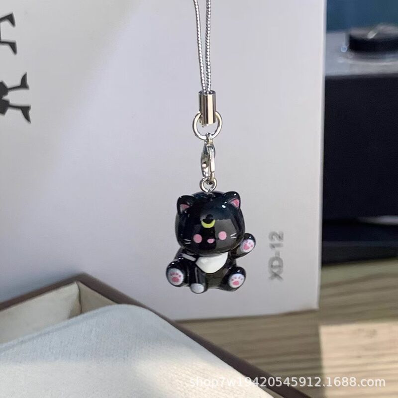 新款卡通招财猫咪手机绳钥匙扣少女学生可爱包包挂件情侣闺蜜礼物|undefined