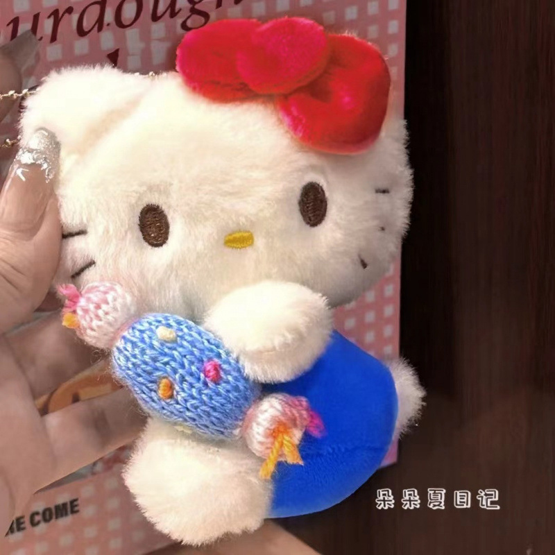黑色草帽kitty帽宝宝挂件爱心扣公仔玩偶可爱赫本风挂饰钥匙扣|undefined