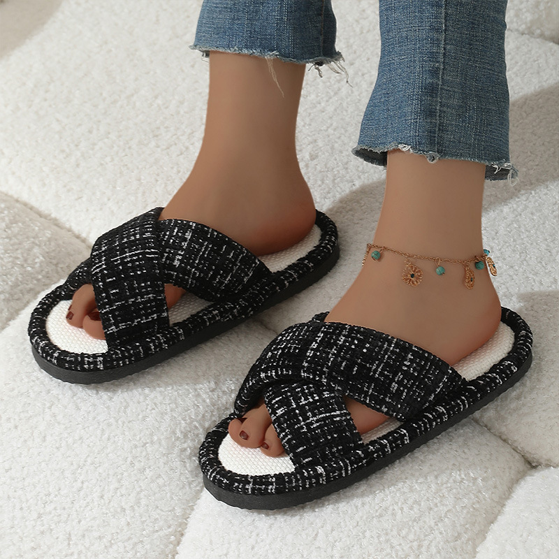 Zapatillas de lino transpirables, zapatillas de lino para mujeres silenciosas y cómodas en el hogar japonés de cuatro estaciones, zapatillas de algodón para hombres