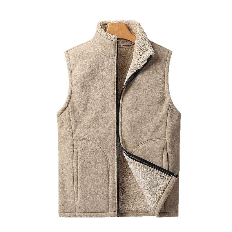 Chaleco de hombre nuevo tamaño agitado de vello de mediana edad y vello caliente invierno ocio chaqueta de hombro chaleco de hombre