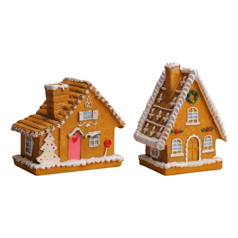 新しいクリスマス樹脂小さな家マイクロ風景 LED 発光ハウスクリスマスハウスデスクトップ装飾品クリスマス装飾|undefined