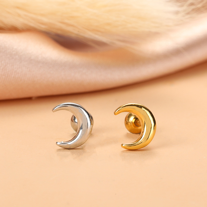 Fashion Star Moon Stainless Steel Plating Zircon Ear Studs 1 Piece display picture 7