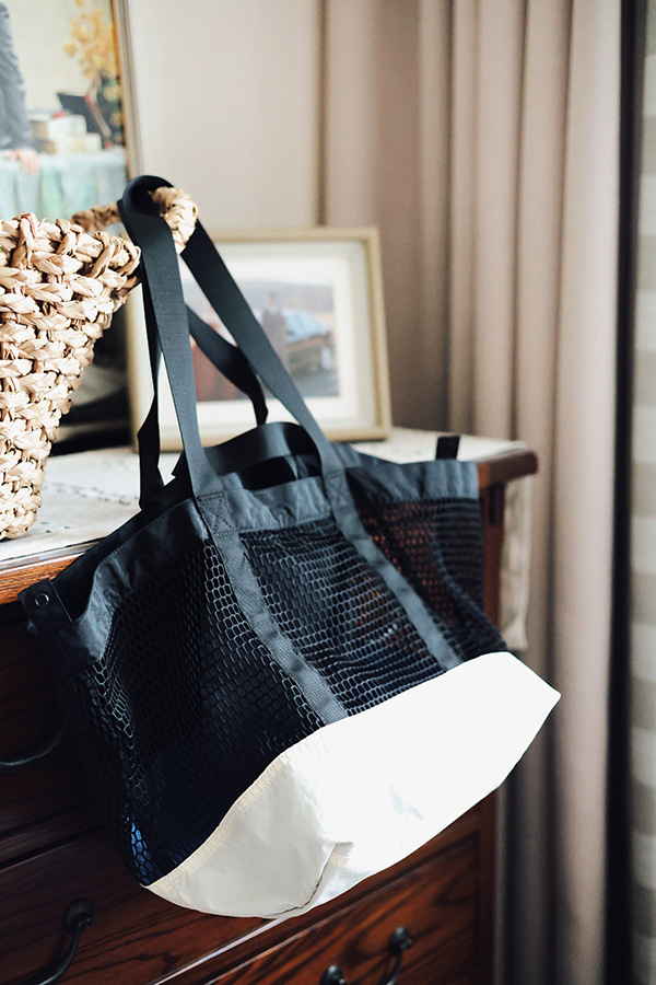 Large-capacity summer niche trendy color-blocking net bag single-shoulder bag, casual large-capacity double-sided usable storage shopping bag undefined