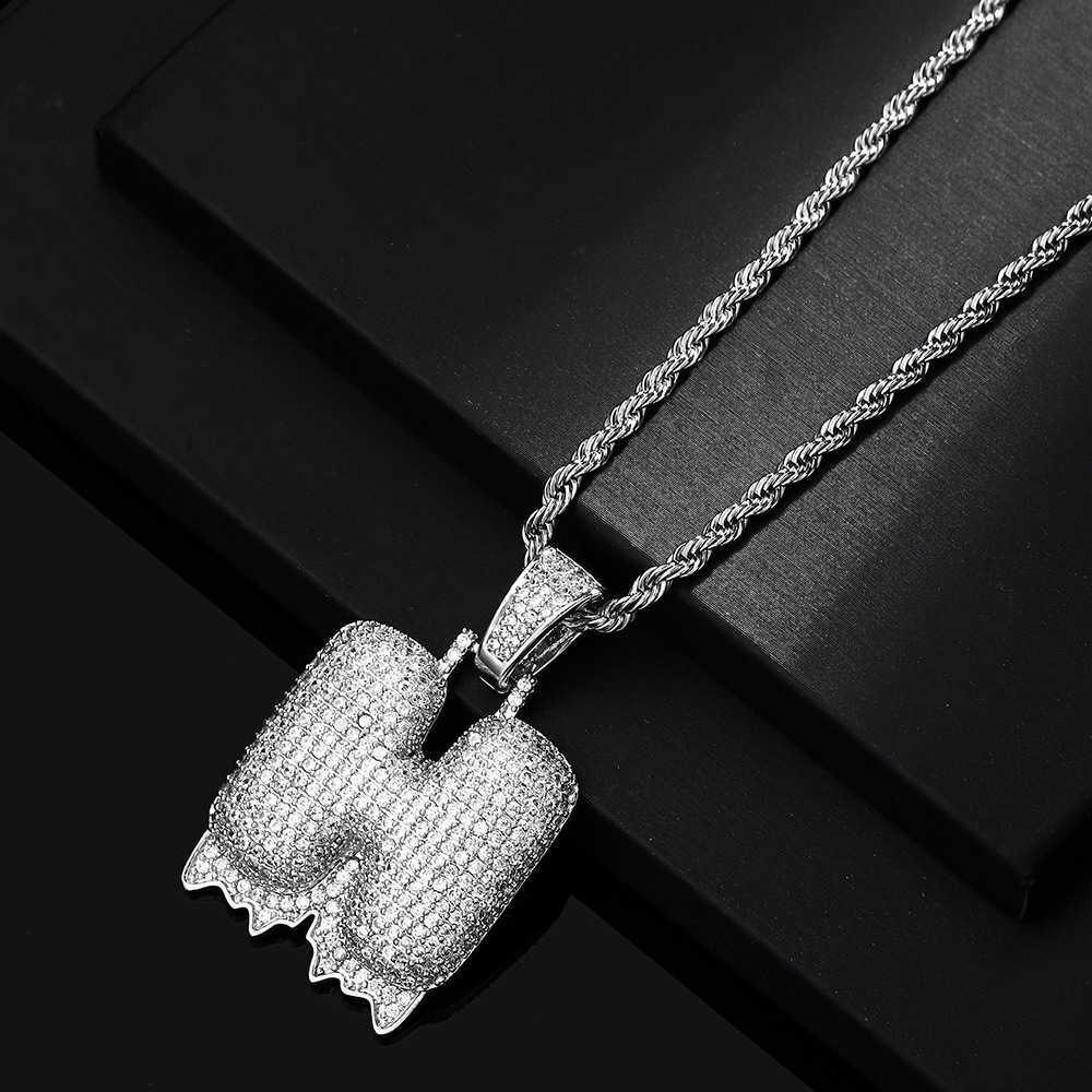 Cross-border hip hop burbuja colgante 26 letras nombre personalizado nicho accesorios de personalidad de zircon para hombres