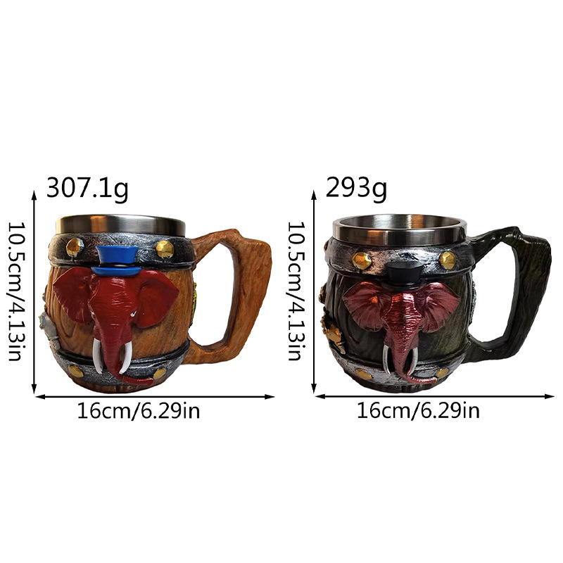 創意新品象マグカップ304ステンレス二重コップ大容量ビールマグカップコーヒーカップ|undefined