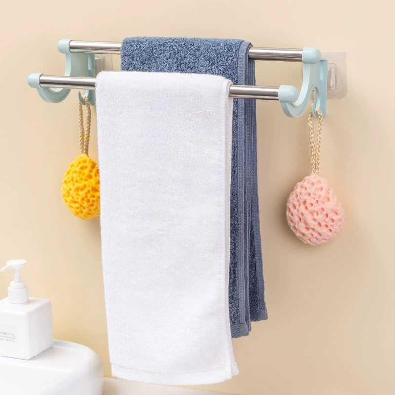 Новая бесшовная двойная вешалка для полотенец без перфорации, кухонная вешалка для хранения, пластиковая вешалка для полотенец из нержавеющей стали