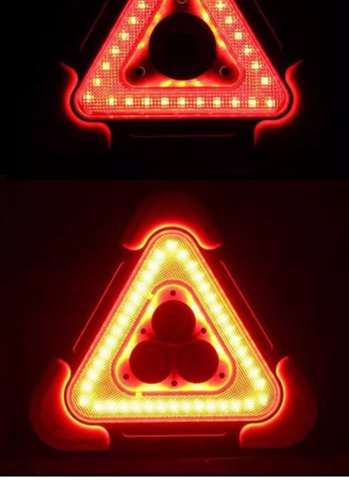Tripod warning light LED multifunctional car emergency light solar charging car triangle safety warning sign
