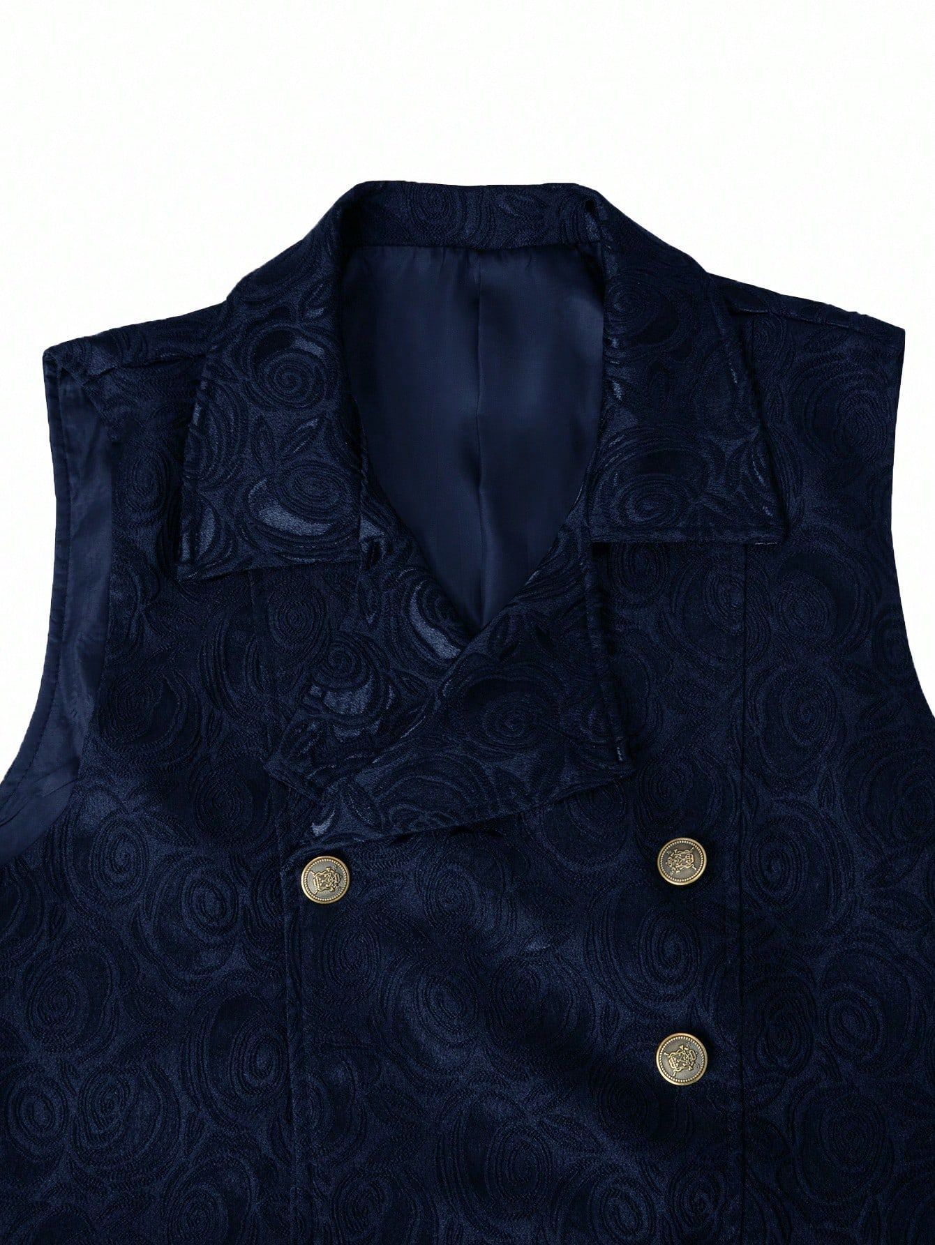 Gilet De Costume Homme Croisé Avec Chaîne Style Européen_voghion.com