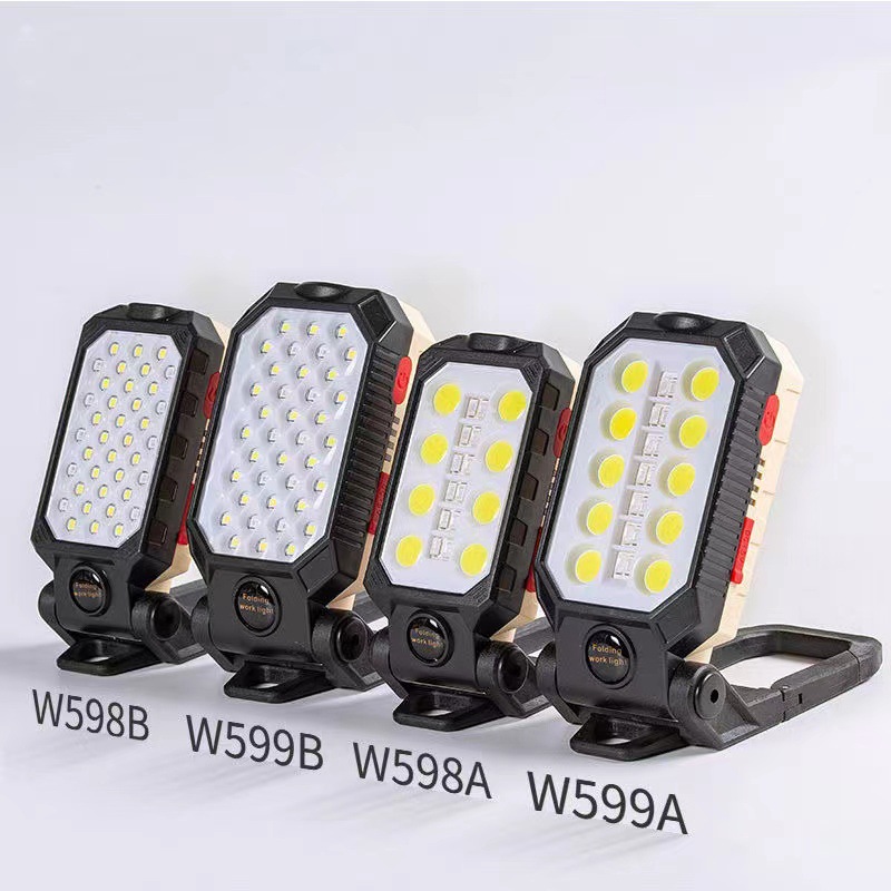New COB Work Light with USB Charging, Foldable, Magnetic, Battery Display, High Brightness, Multifunctional, Wide Beam