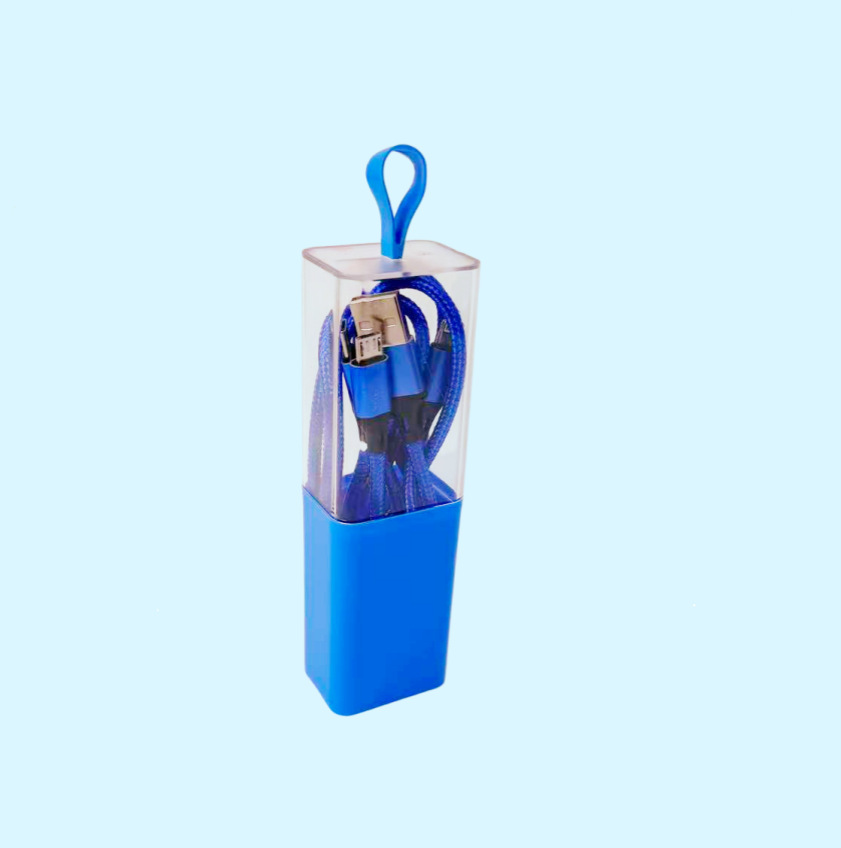 1,2 m uno a tres cable de datos tejido cápsula embalaje de regalo cable de carga tubo transparente pequeño lote logotipo de pantalla de seda image 8