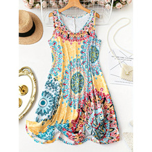 V 29116 Plus Size Casual Print Camisole Dress ����ӡ������ȹ