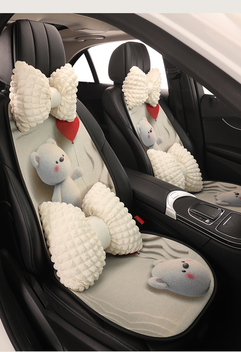 Car Seat Cushion New Style Cute All-Season Cushion Summer Breathable Cartoon Simple Comfortable Half-Cover Seat Pad