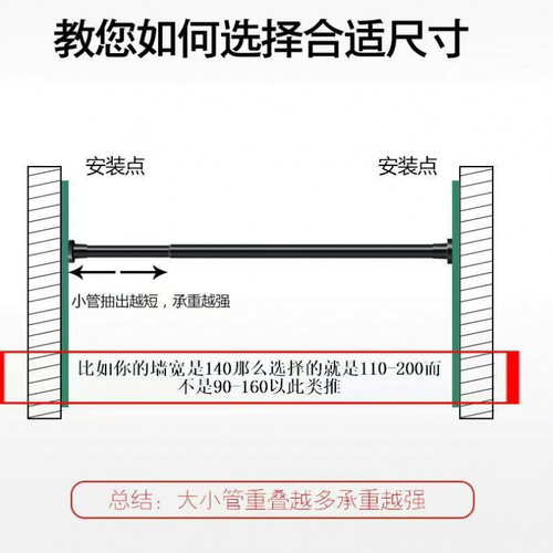 Reusable telescopic rod clothes rack without holes, multi-purpose rod for bedroom curtains, bathroom shower curtains, Roman rod, home daily use