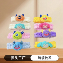 跨境批发卡通毛绒洗脸发带女化妆敷面膜头箍秋冬洗漱防湿袖三件套