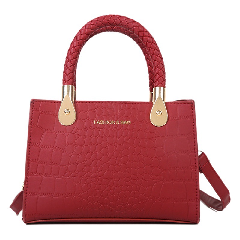 Bolsa de moda con textura para mujer 2024 estilo coreano estilo occidental nuevo color caramelo patrón de piedra bolso tejido bolsa de mensajero