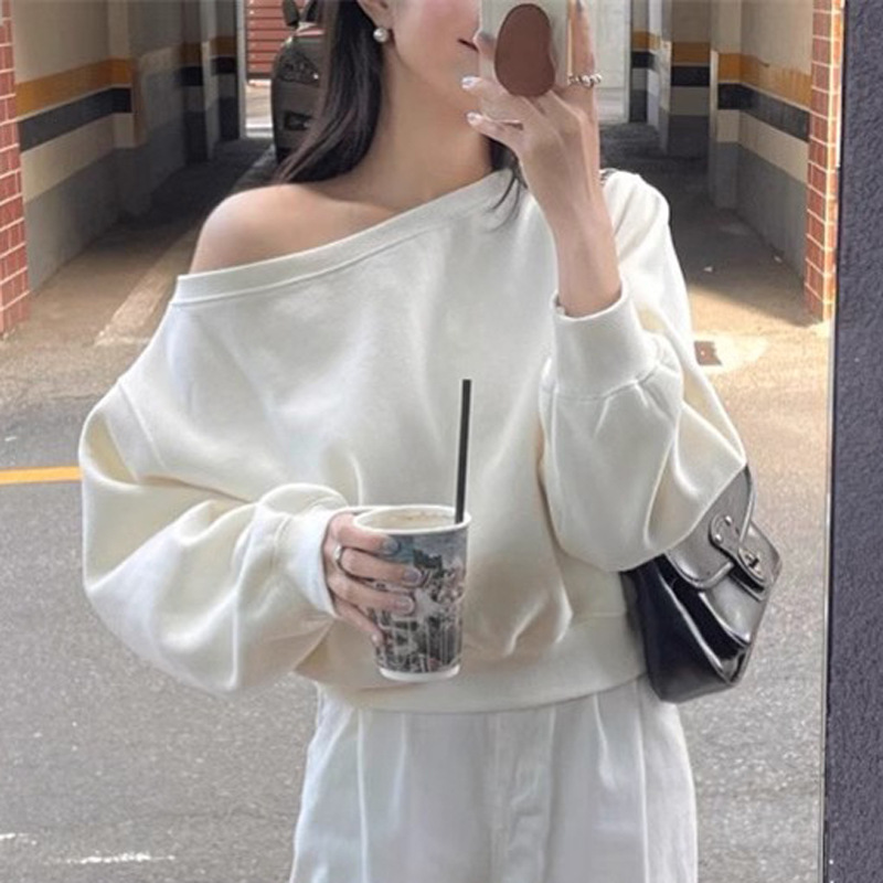 South Korea Dongdaemun INS Beware of Dating Temperament Side Shoulder Design Loose Wei Yi Women's Spring and Autumn Jacket