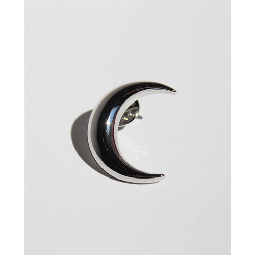 Elegant and luxurious European and American style high-end light reflective moon shape brooch with geometric arc design, suit accessory, brass gold plated, 514