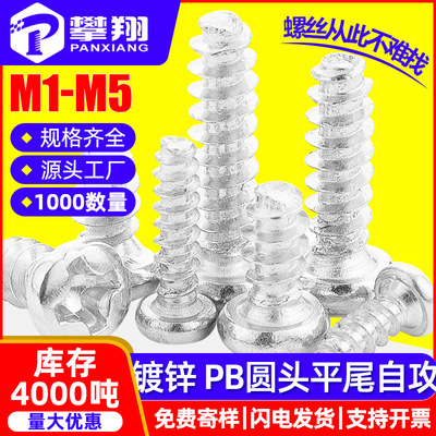 PB镀锌十字圆头平尾自攻螺丝钉批发盘头平尾螺钉厂家M2/M3/M4/M5