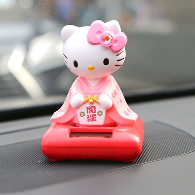 Toy Dashboard Ladies Car – Car ornaments - pink-kimono-kitty-solar-style